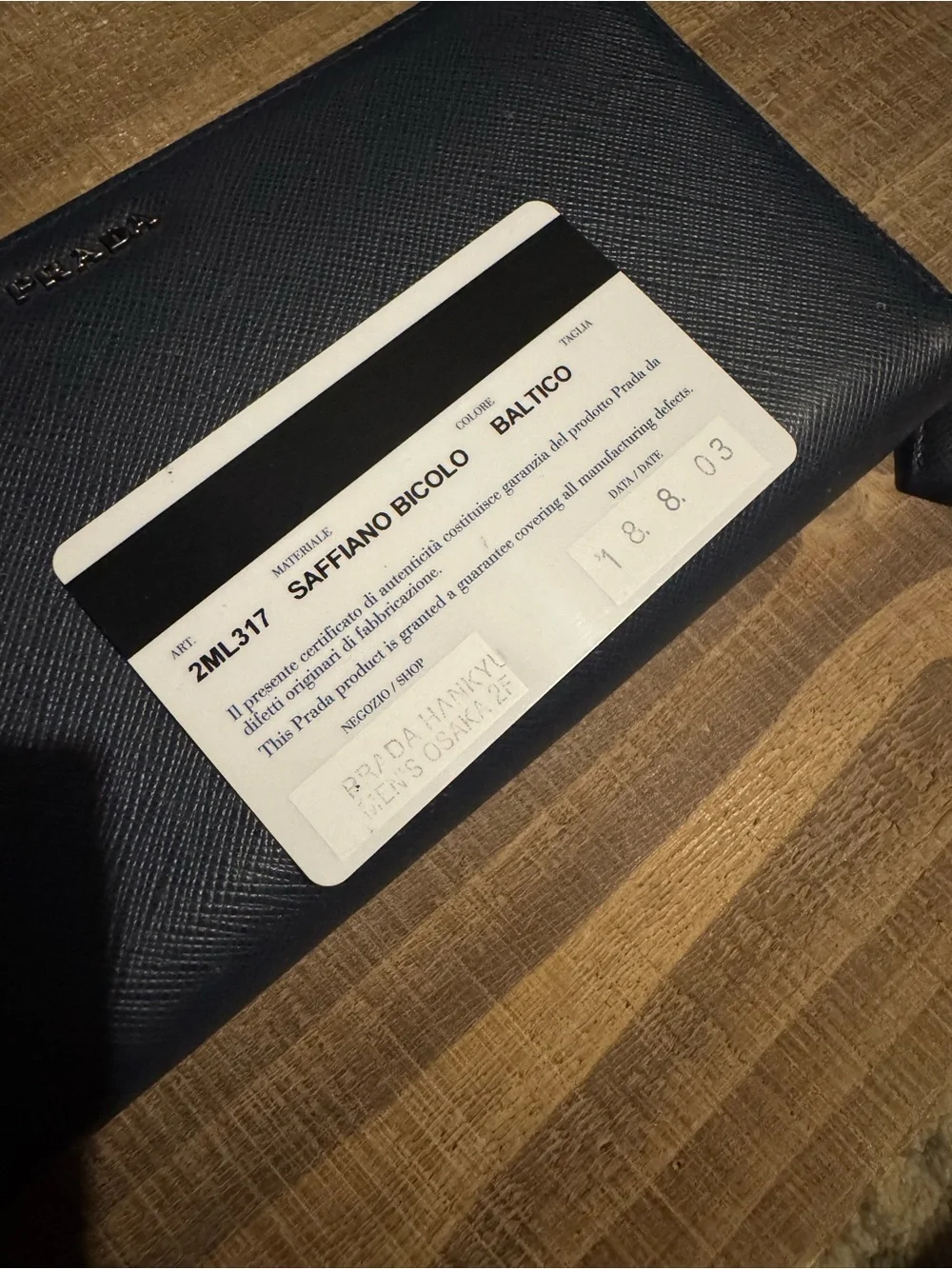 Prada Navy Saffiano Zip-Around Leather